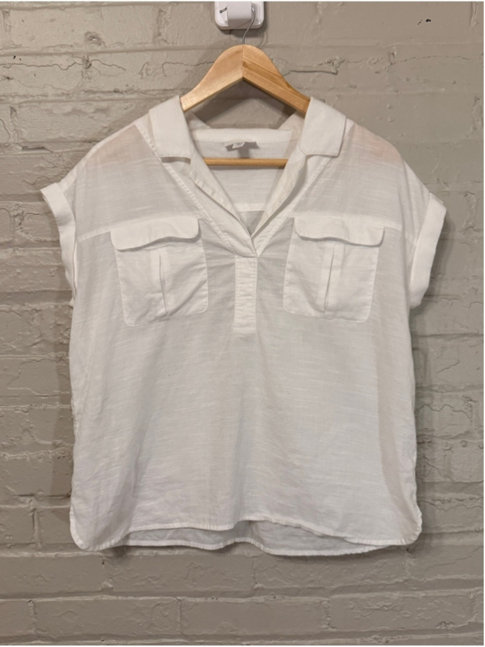 J. Jill Petites Crisp Cotton Shirt Chest Pockets